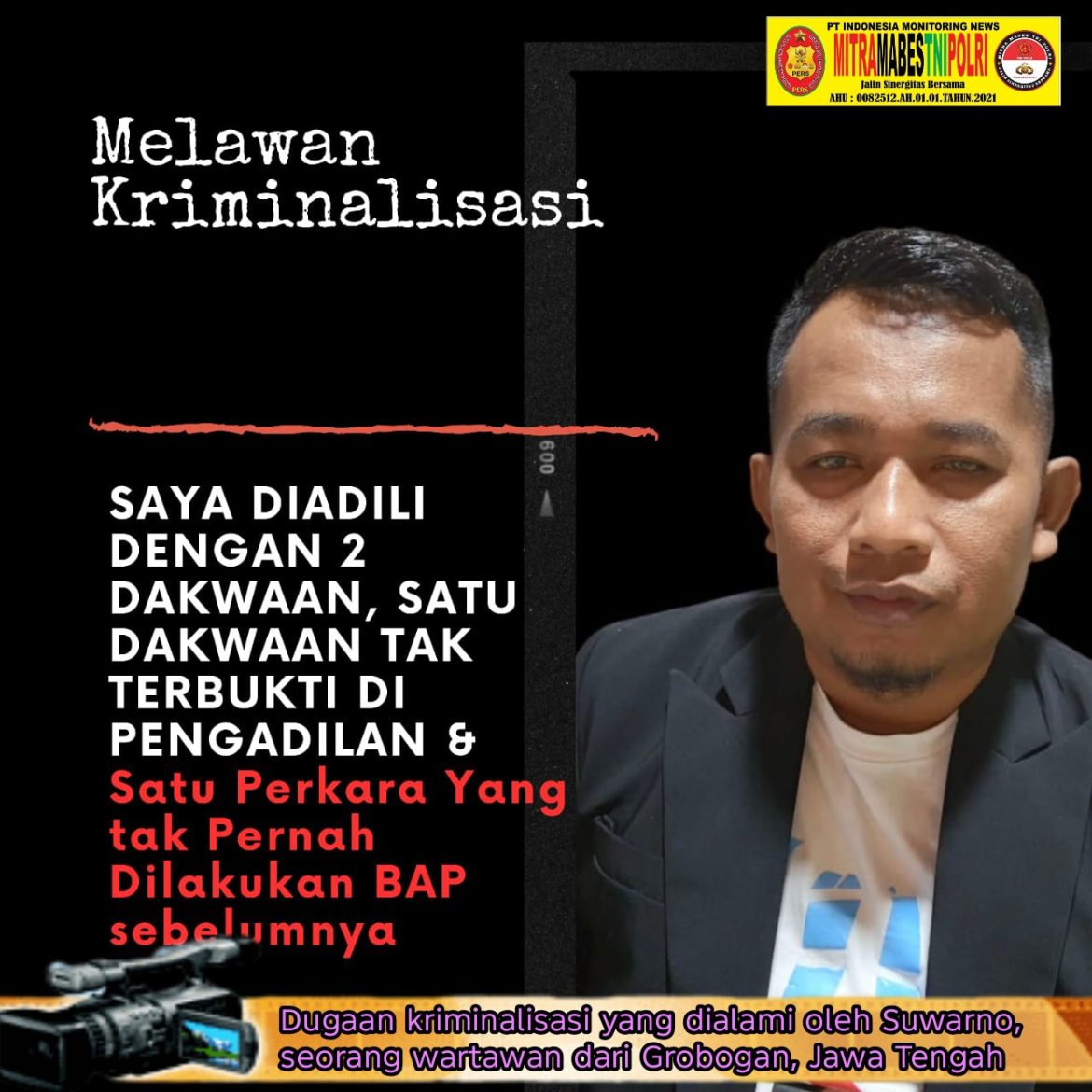 Dugaan Kriminalisasi Oleh Polres Grobogan Terhadap Suwarno Mulai Disuarakan Ke Publik