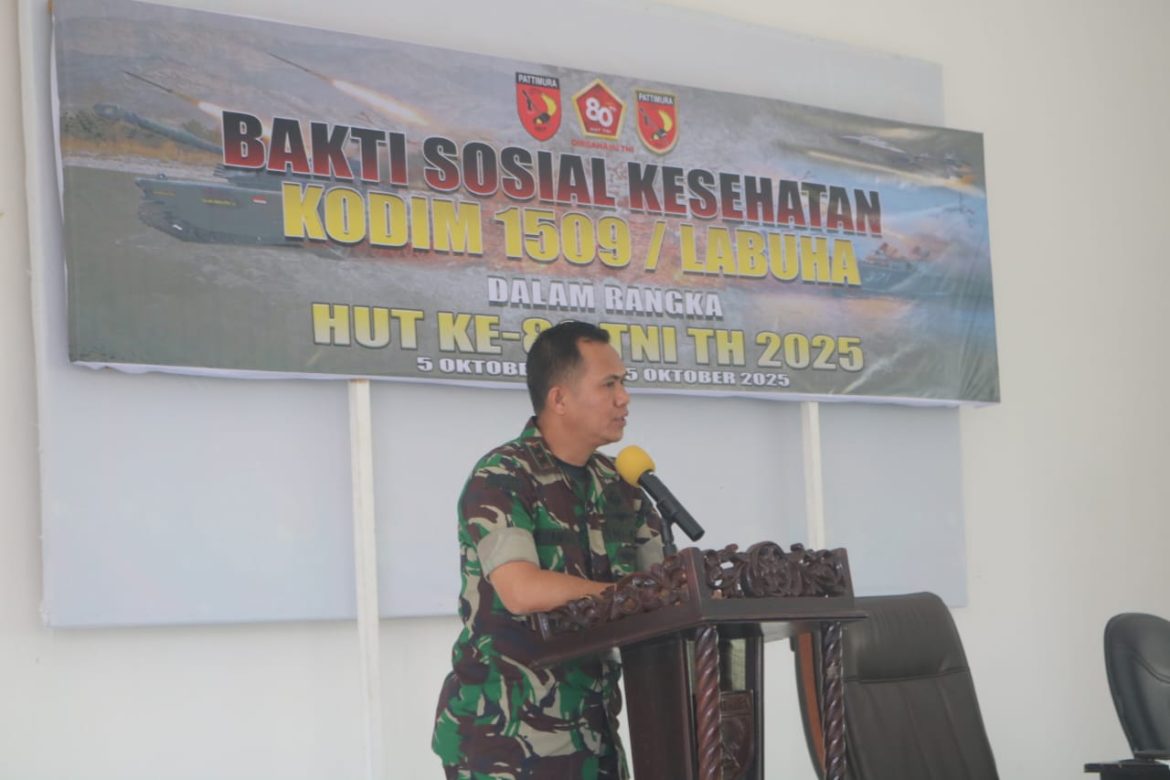Kodim 1509/Labuha Gelar Donor Darah Dan Pemeriksaan Kesehatan Untuk Menyambut HUT TNI Ke-80.